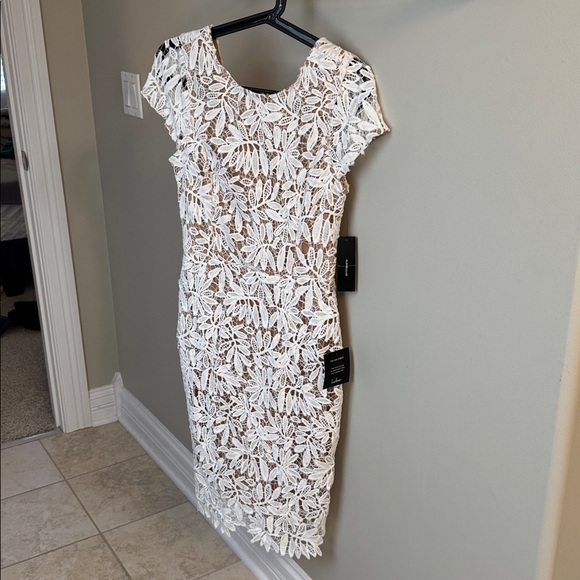 Lulus Dresses & Skirts - Lulu's Right Sheer Right Now White Lace Midi Sheath Dress Small NWT